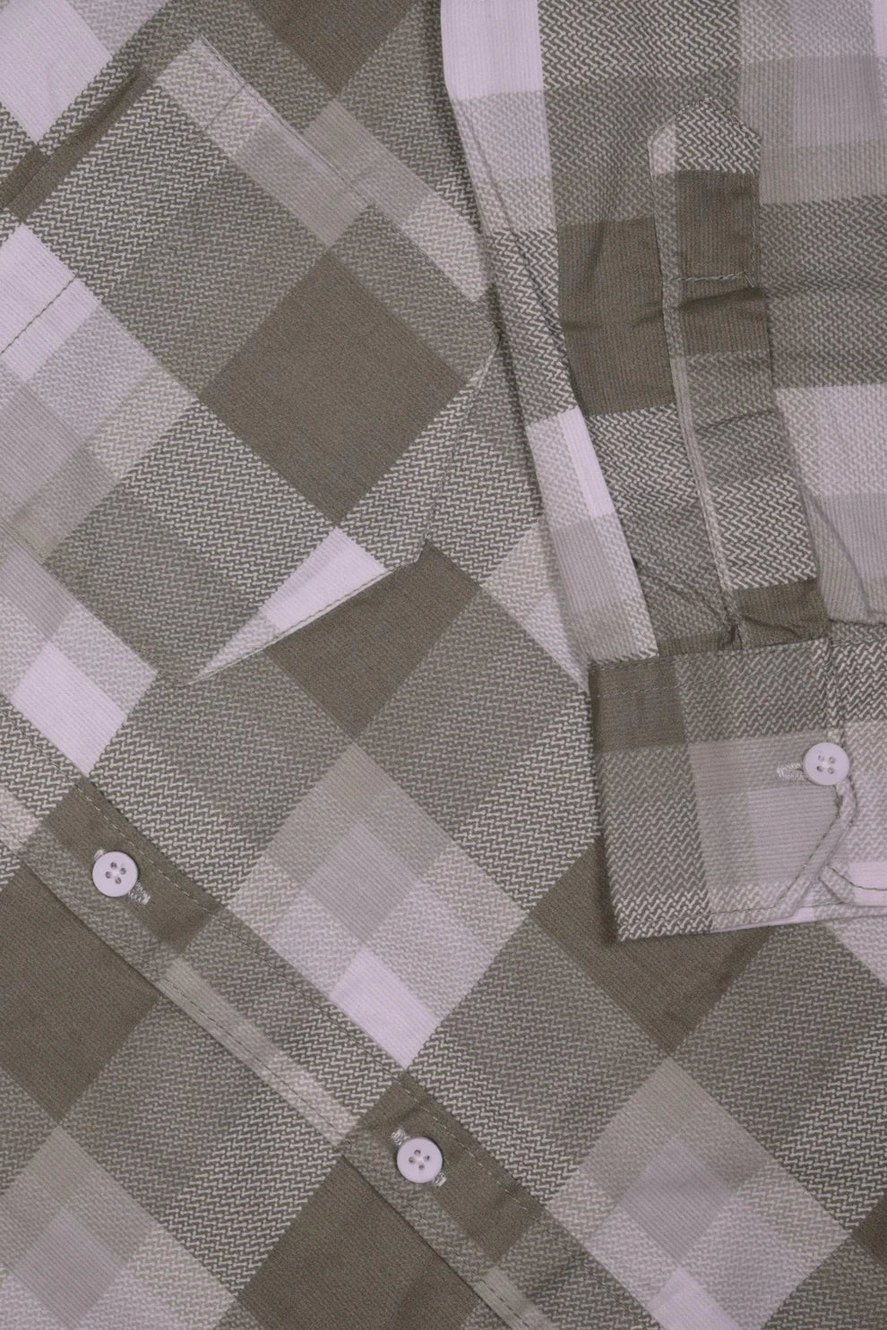 OLIVE GREEN CHECKS CODE COTTON SHIRT