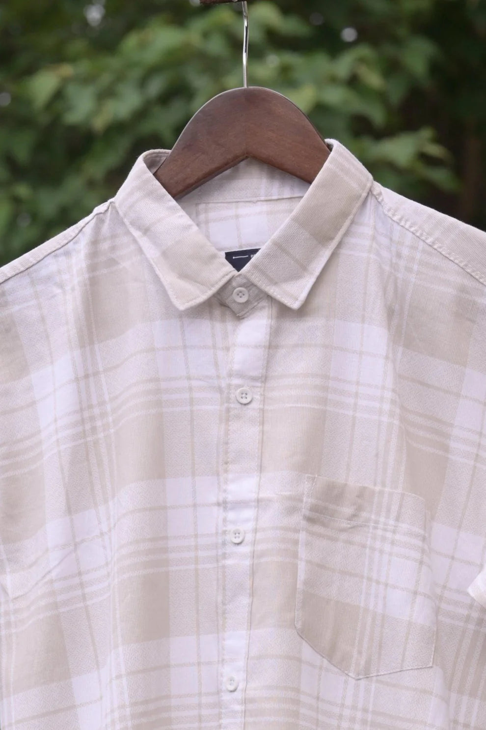 BEIGE CHECKS CODE COTTON SHIRT