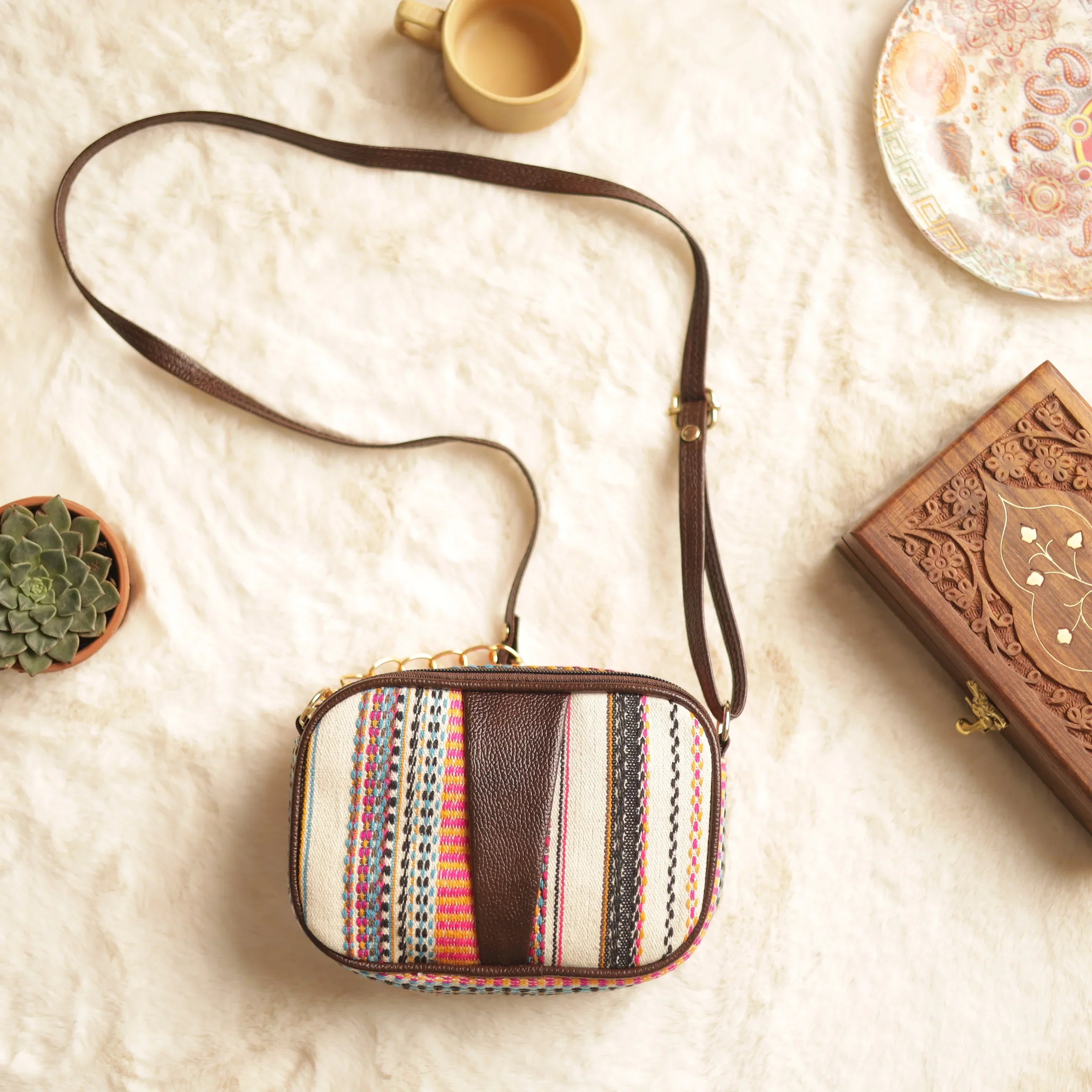 Jacquard Astrid Textured Mini Crossbody Sling Bag