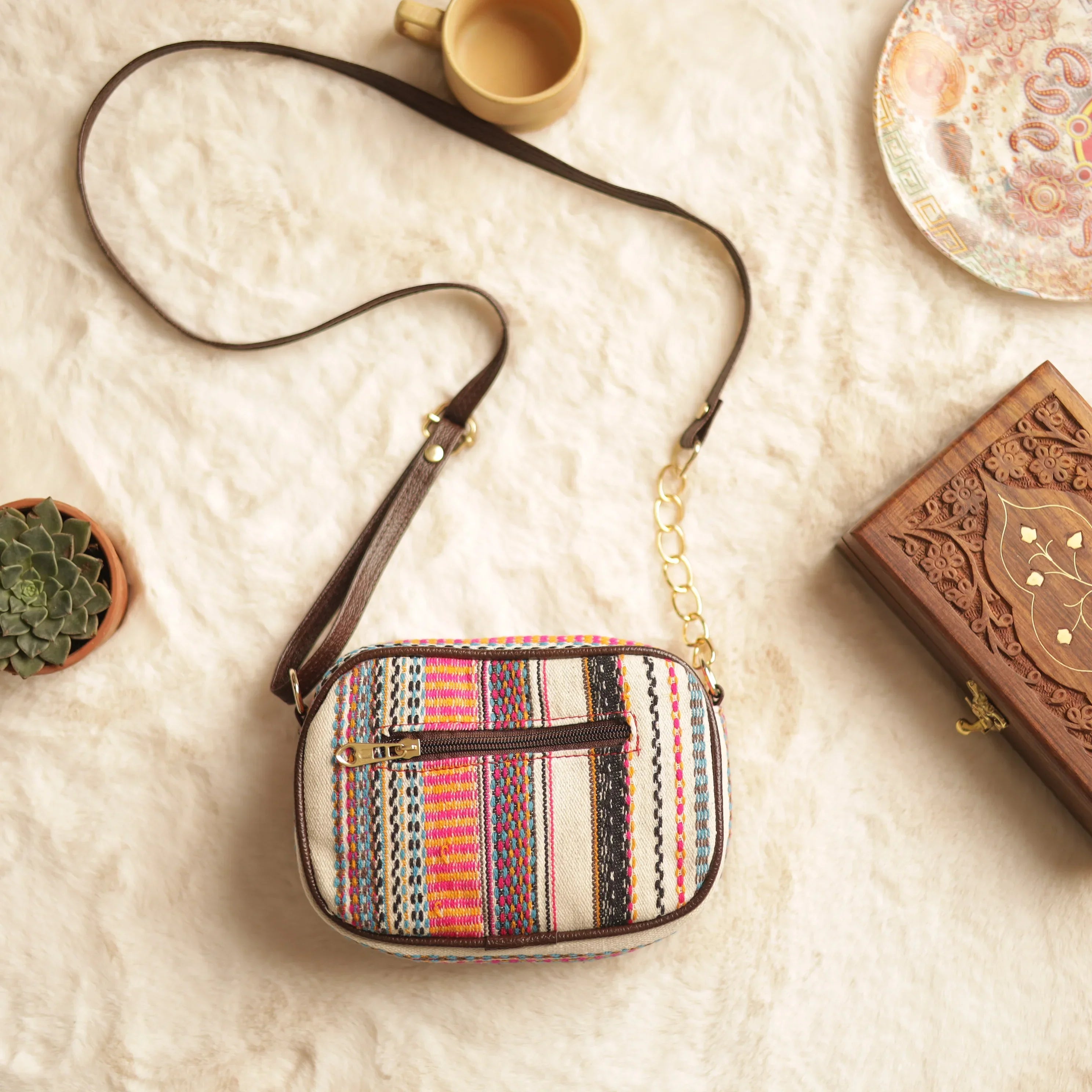 Jacquard Astrid Textured Mini Crossbody Sling Bag