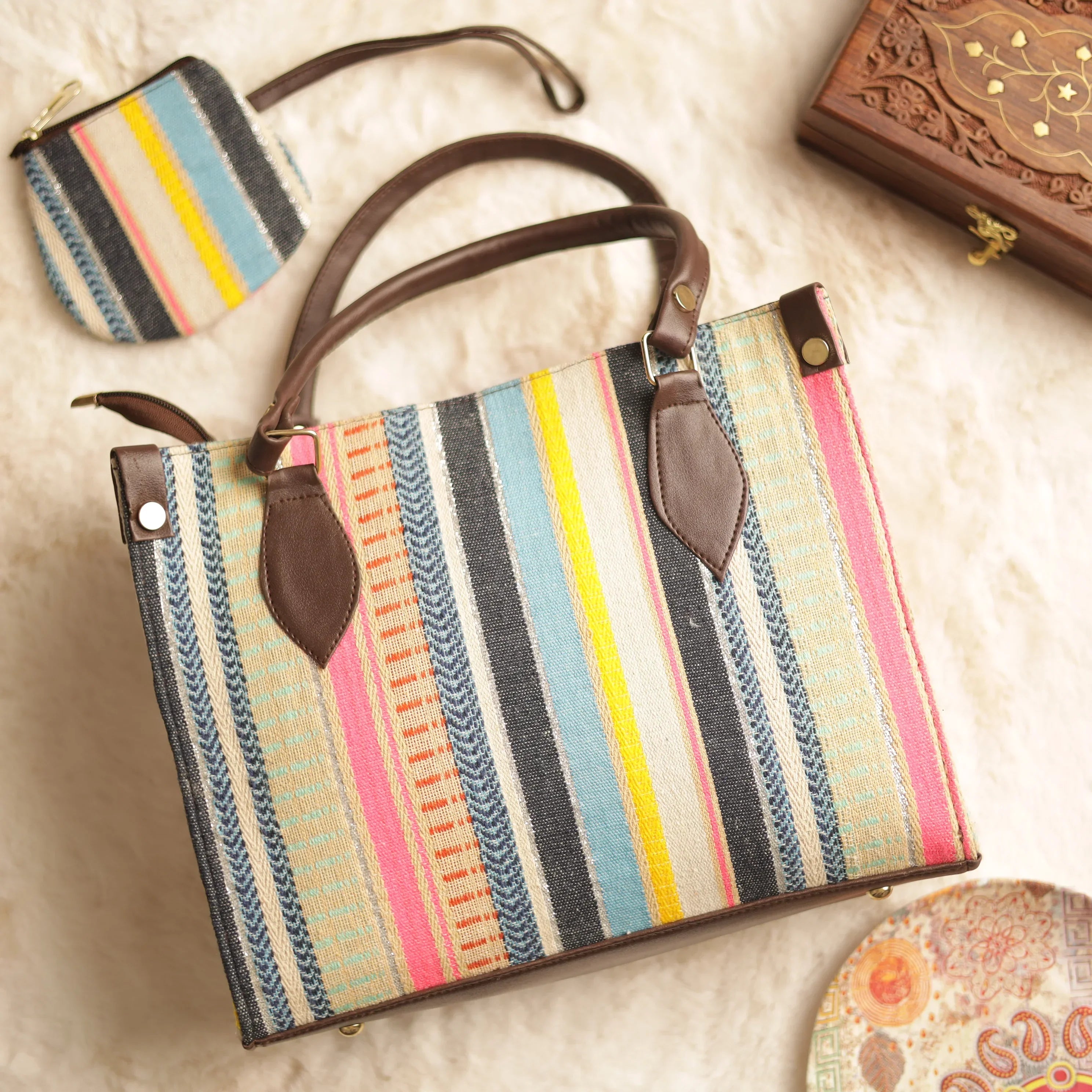Jacquard Astrid Textured Tote Bag