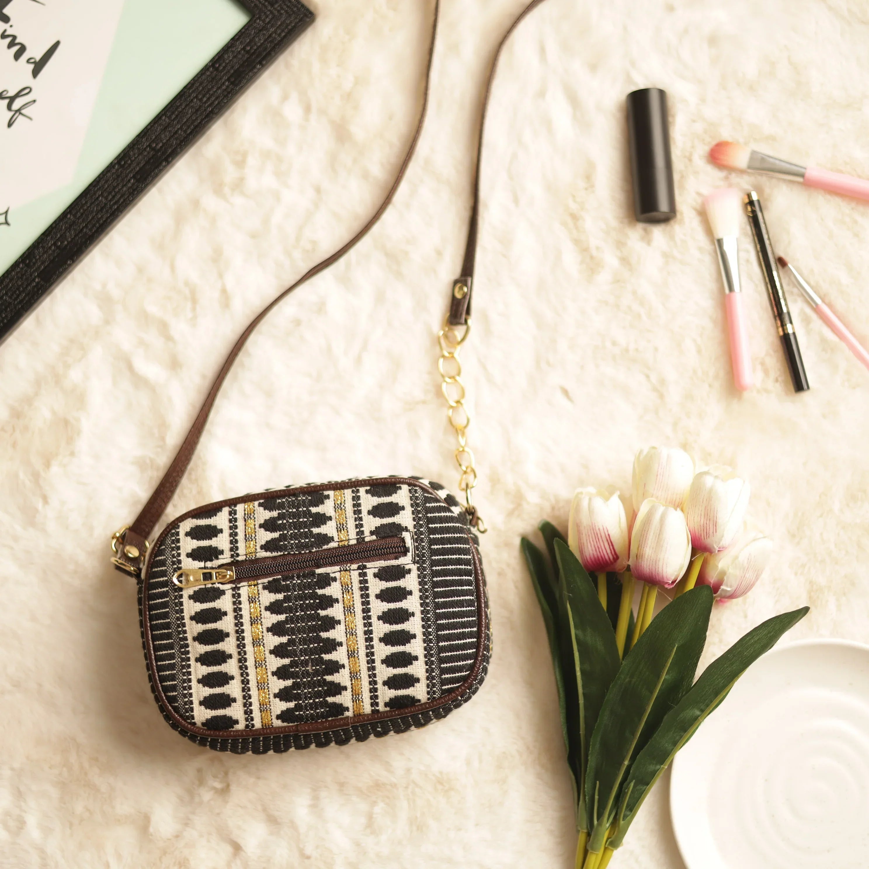 Jacquard Geometric Tribal Mini Crossbody Sling Bag