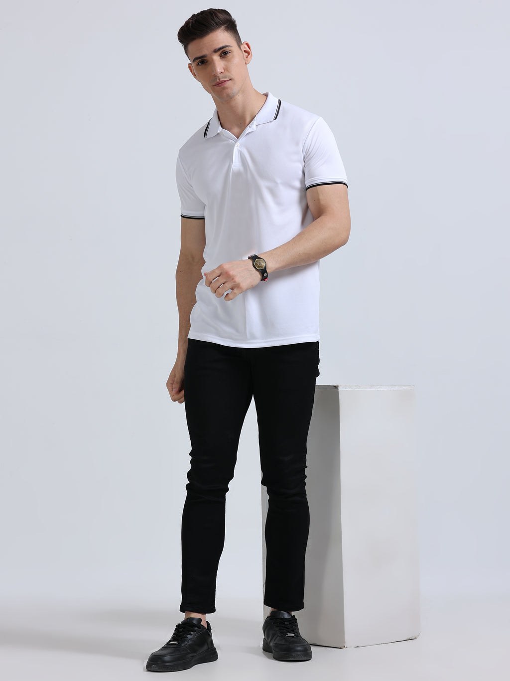 Premium White Dri-Fit Polo T-Shirt for Men | Moisture Wicking |
