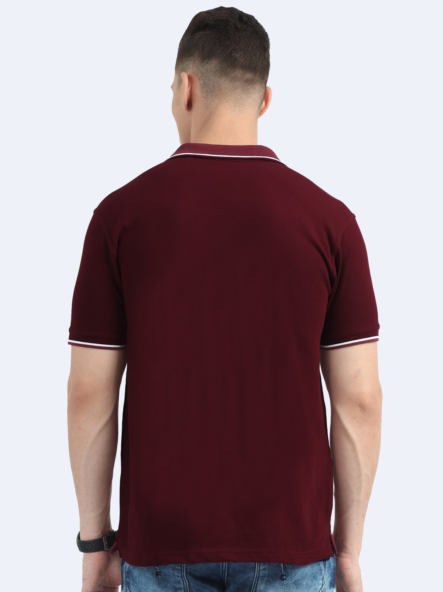 Maroon Premium Cotton Polo Regular Fit Solid T-shirt For Men