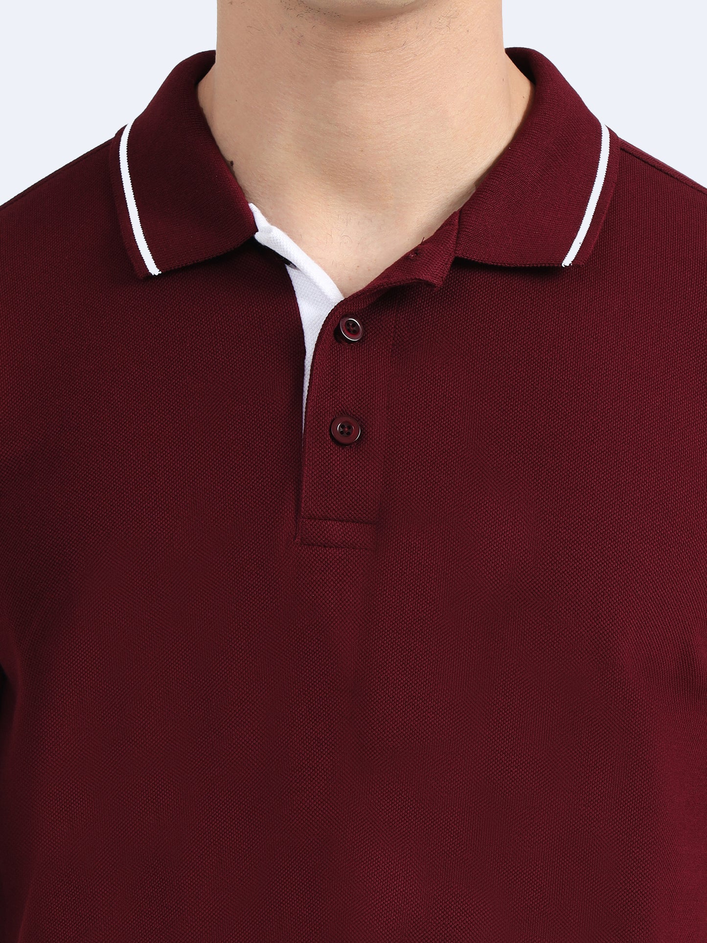 Maroon Premium Cotton Polo Regular Fit Solid T-shirt For Men