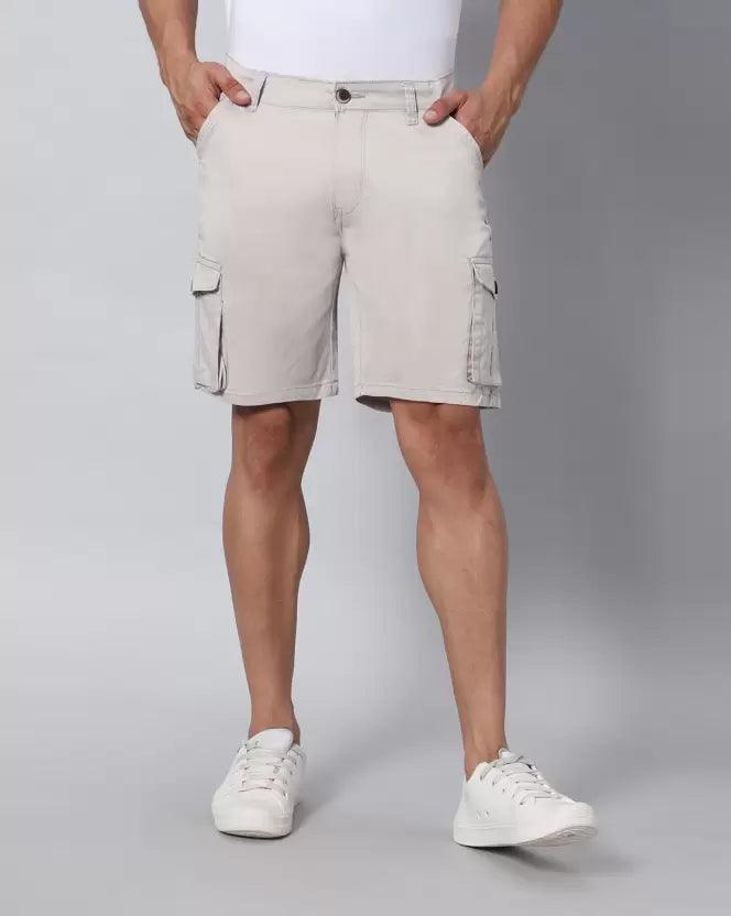 Six Pocket Beige Cargo Shorts