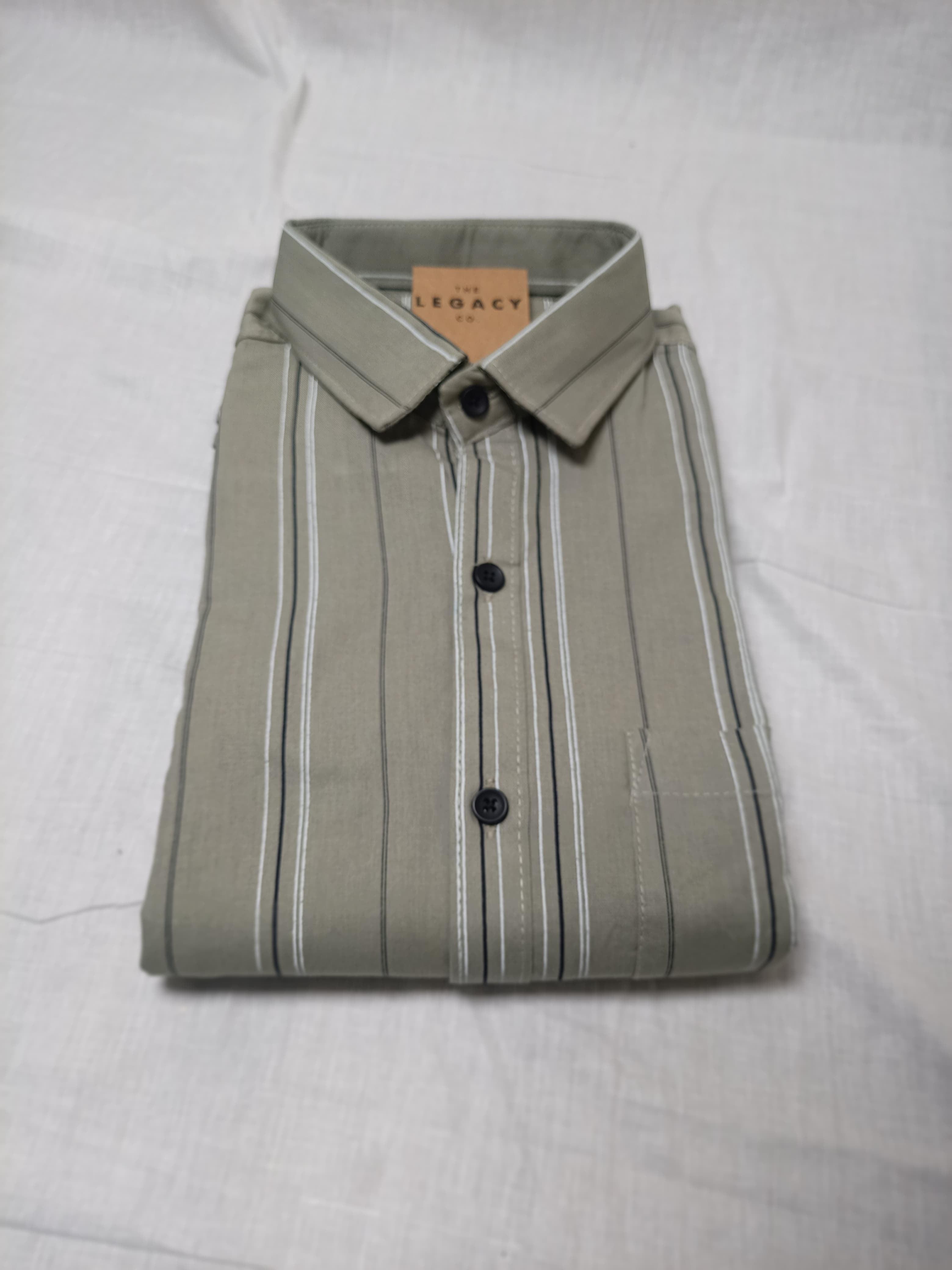 OLIVE GREEN STRIPES SHIRT