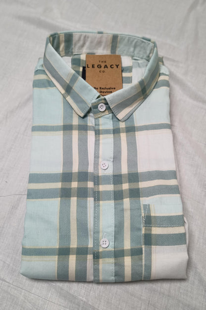 GREEN CHECKS CODE COTTON SHIRT