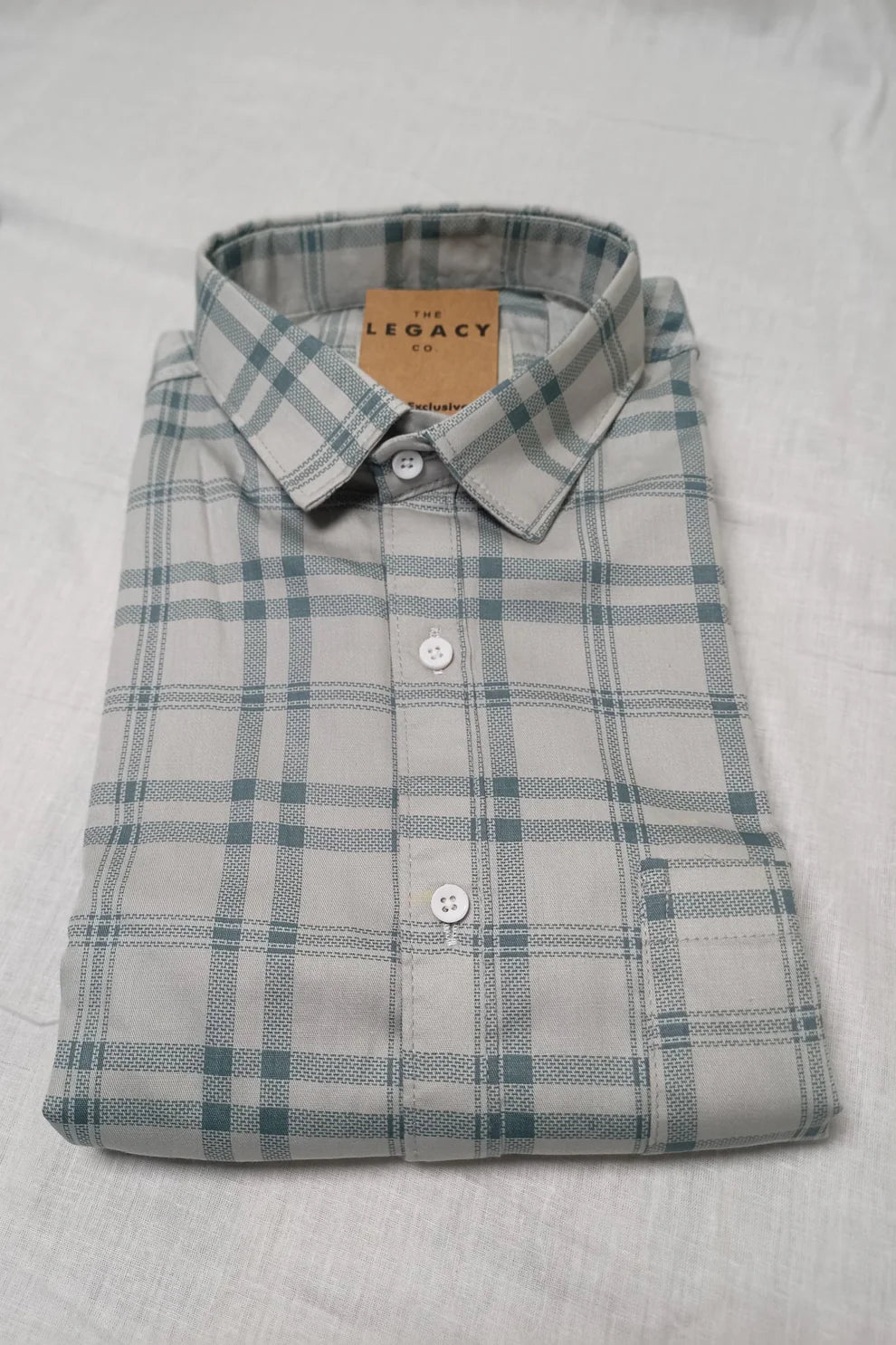 PISTA GREEN CHECKS IMPORTED COTTON SHIRT