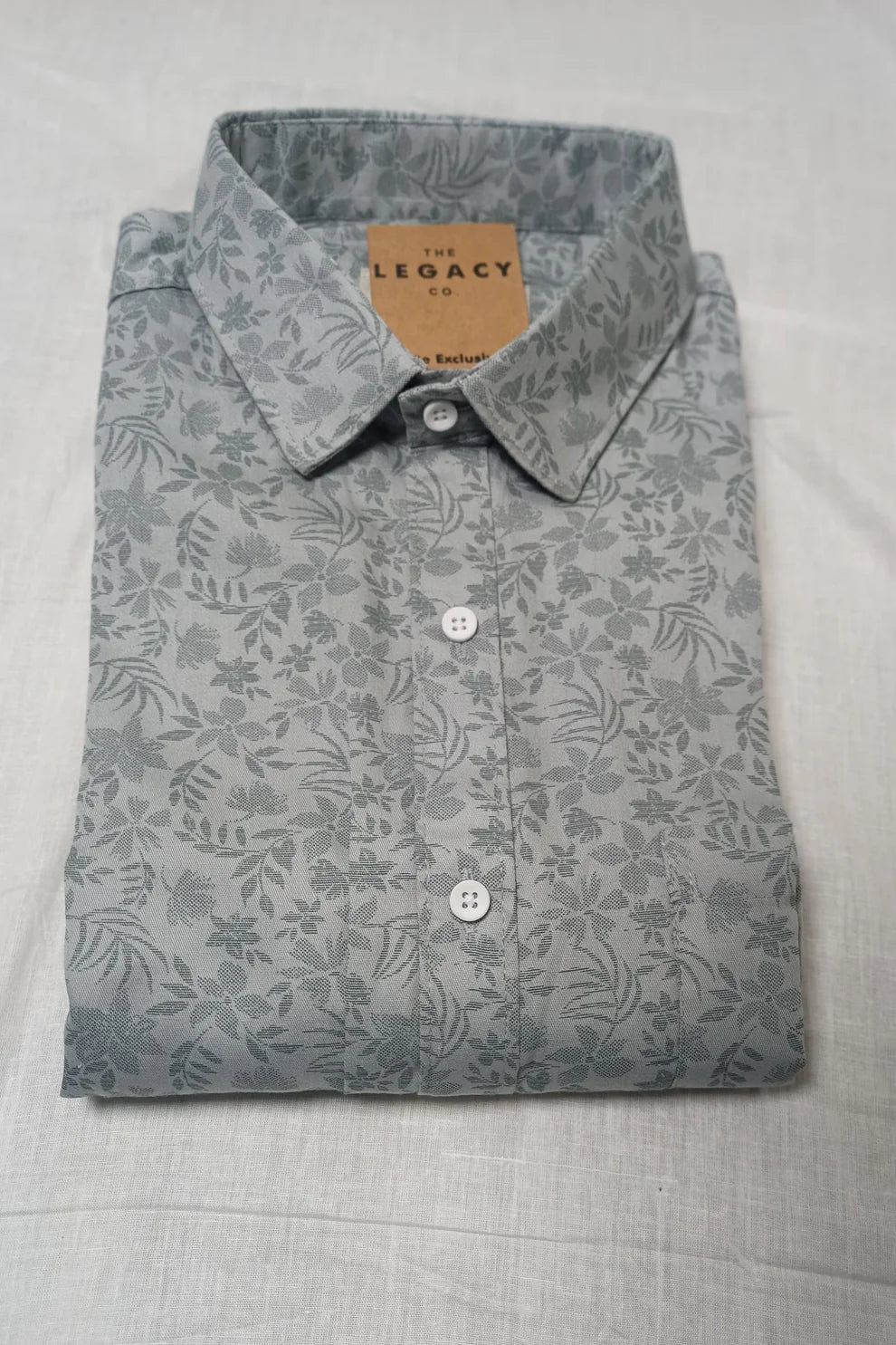 GRAYISH GREEN FLOWER PRINTED SHIRT