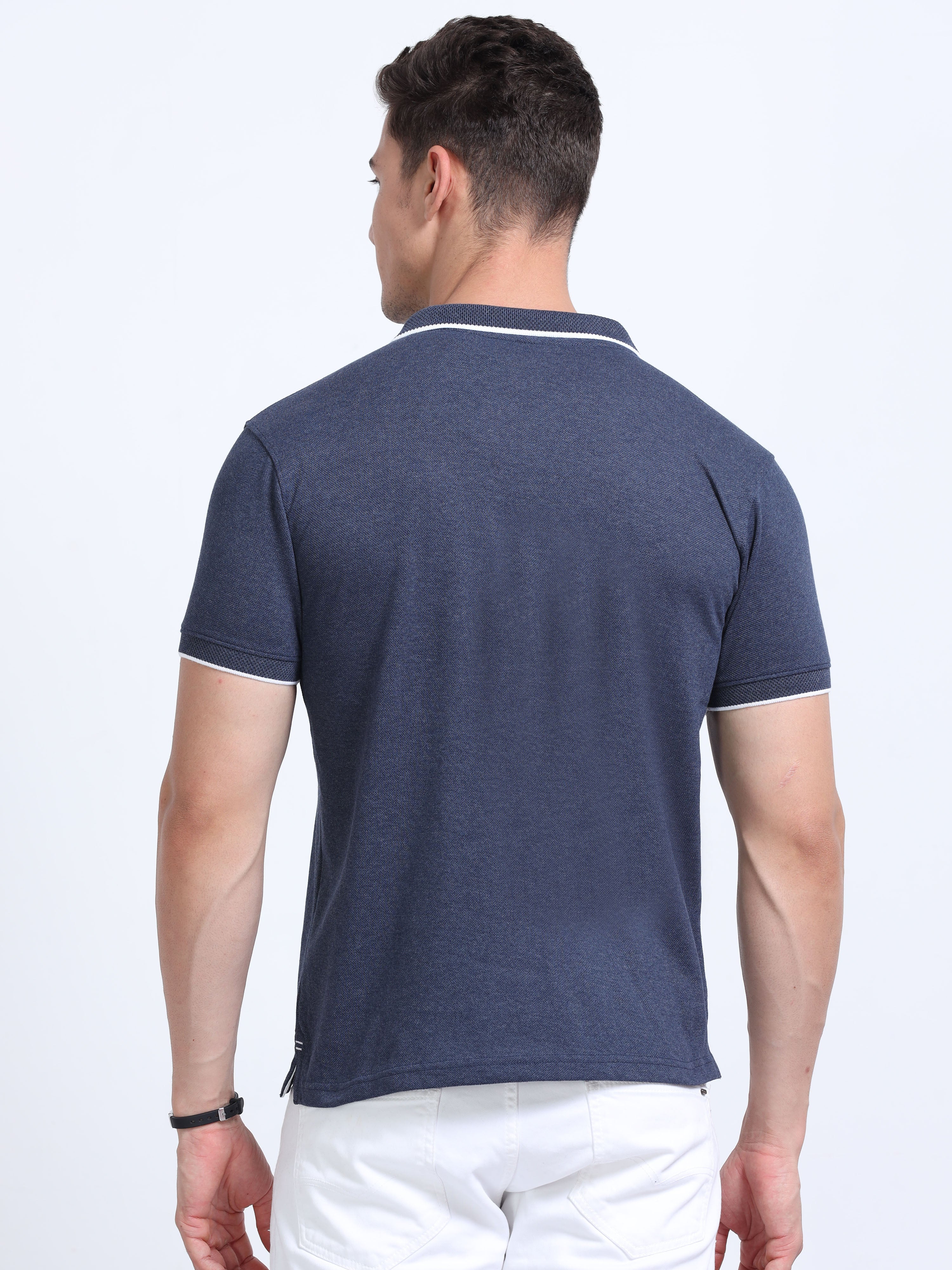 Premium Navy Blue Eco Polo T-Shirt for Men | Sustainable Cotton Blend |