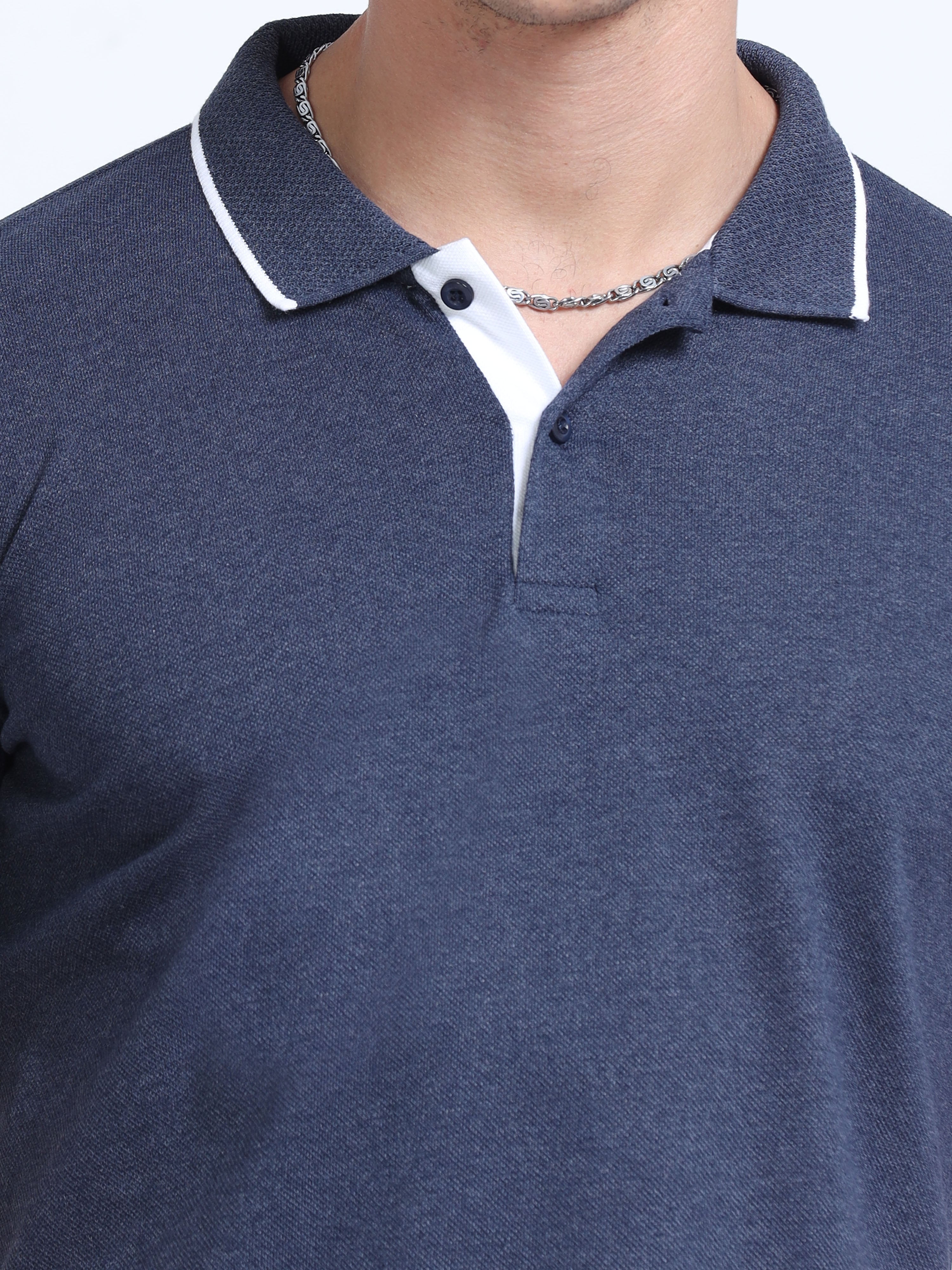 Premium Navy Blue Eco Polo T-Shirt for Men | Sustainable Cotton Blend |