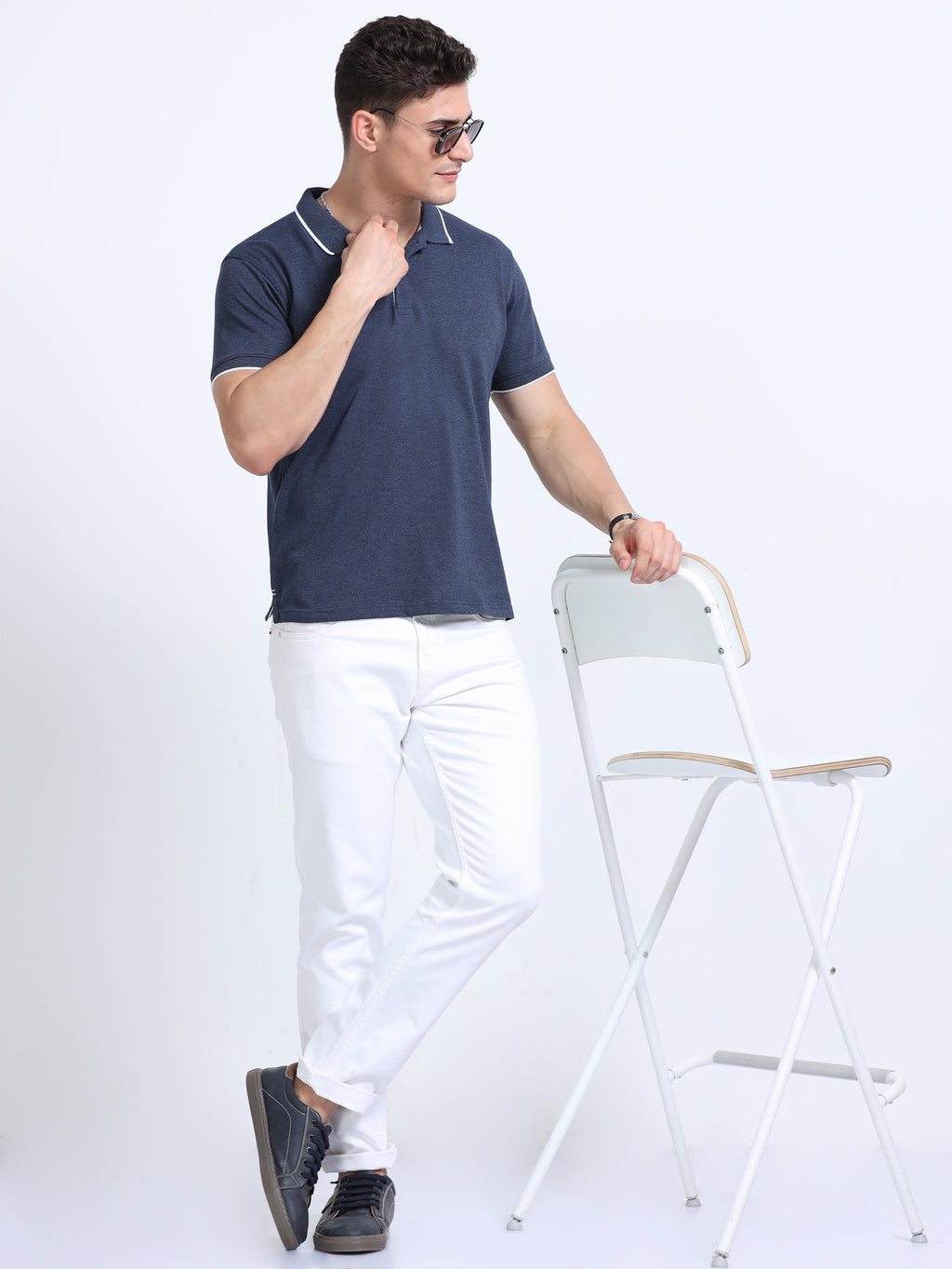Premium Navy Blue Eco Polo T-Shirt for Men | Sustainable Cotton Blend |