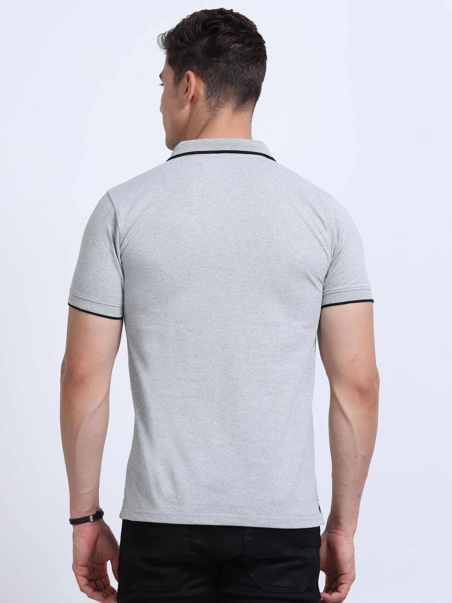 Grey Eco blend Premium Quality Polo Regular Fit Solid T-shirt For Men