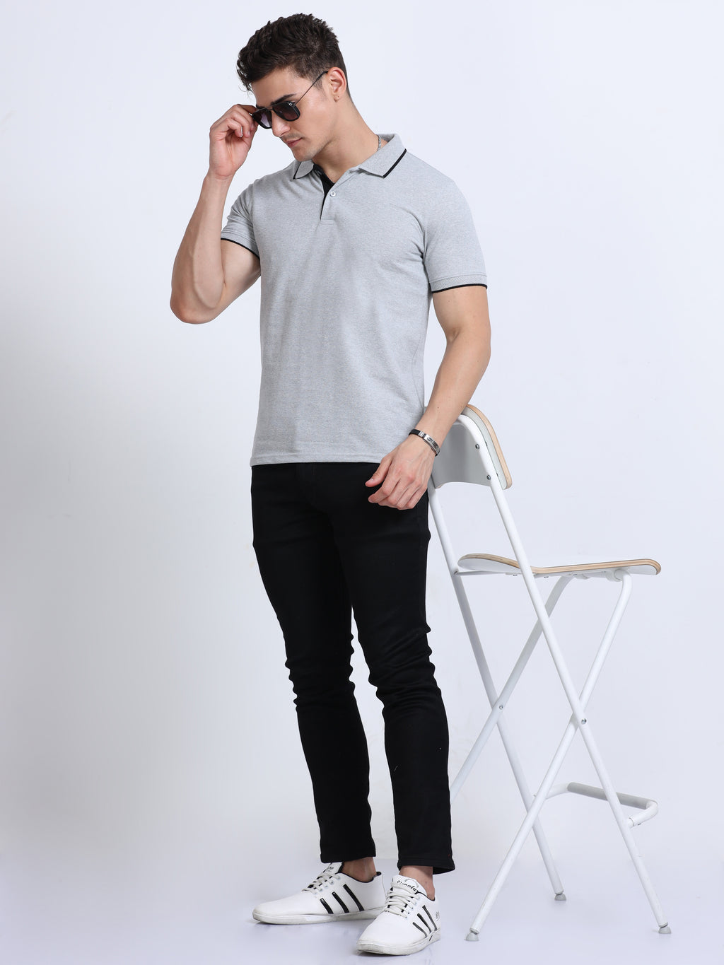 Premium Grey Eco Polo T-Shirt for Men | Sustainable Cotton Blend |