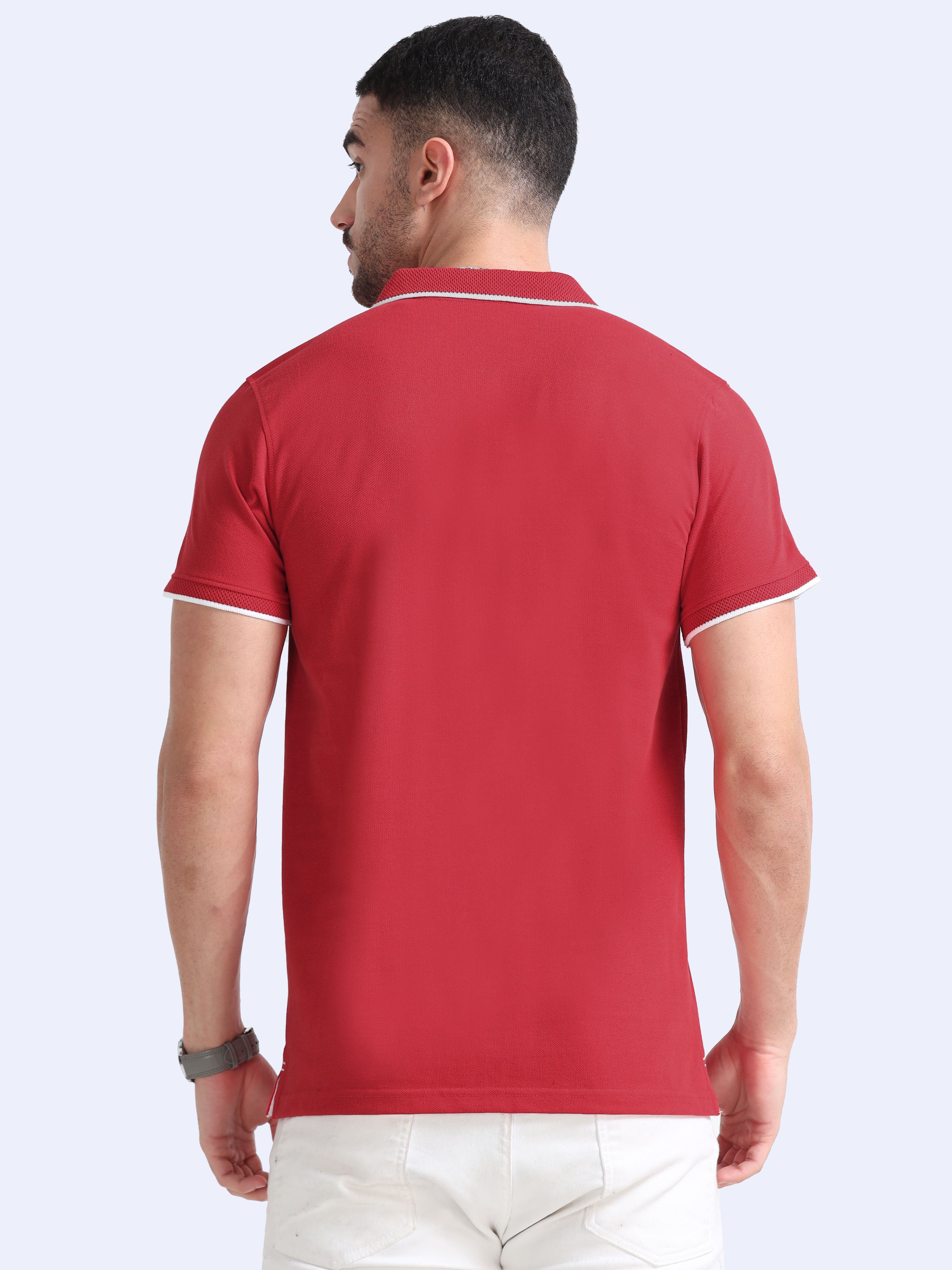Premium Red Eco Polo T-Shirt for Men | Sustainable Cotton Blend |