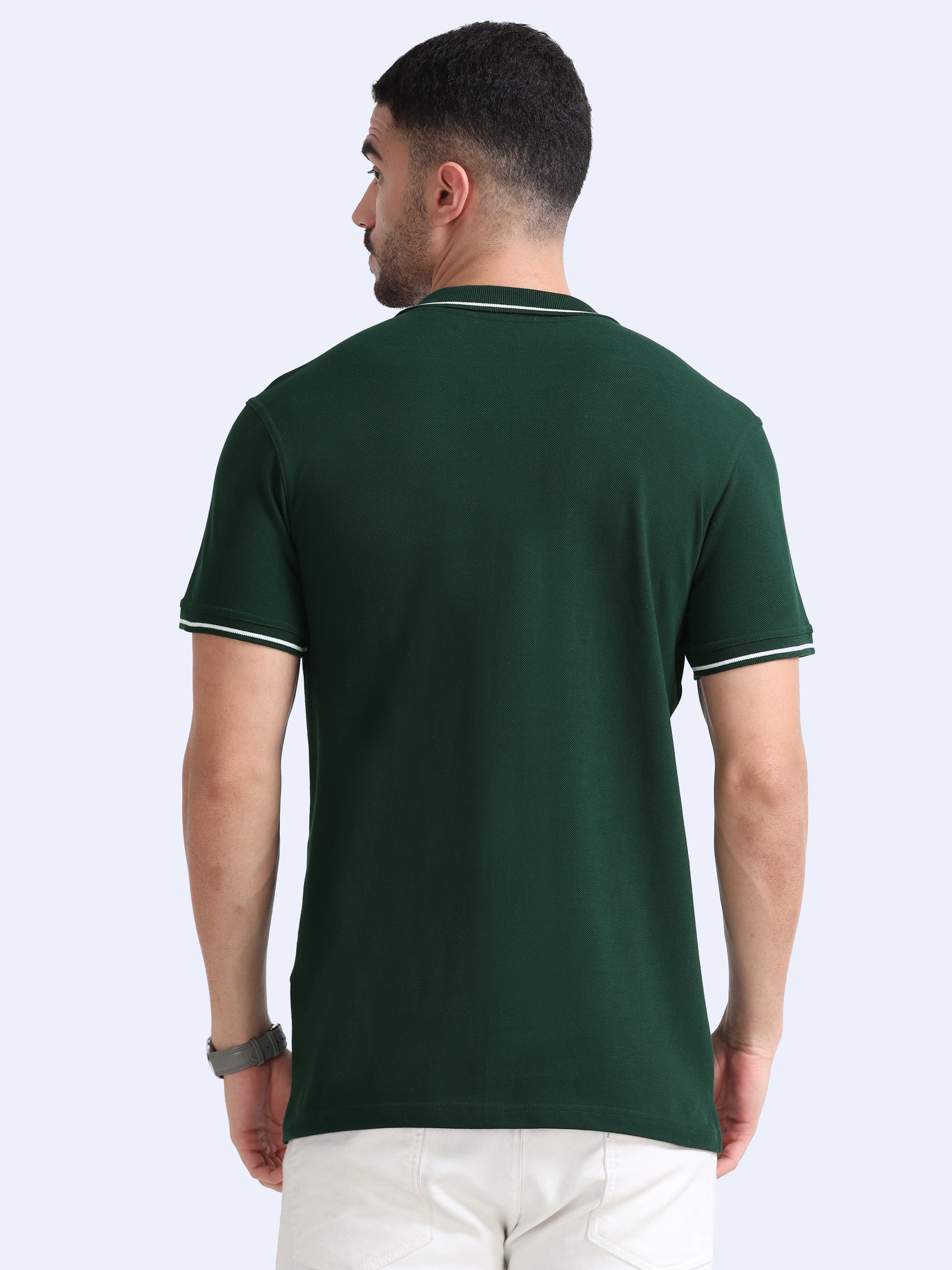 Premium Bottle Green Cotton Polo T-Shirt for Men | 100% Pure Cotton |