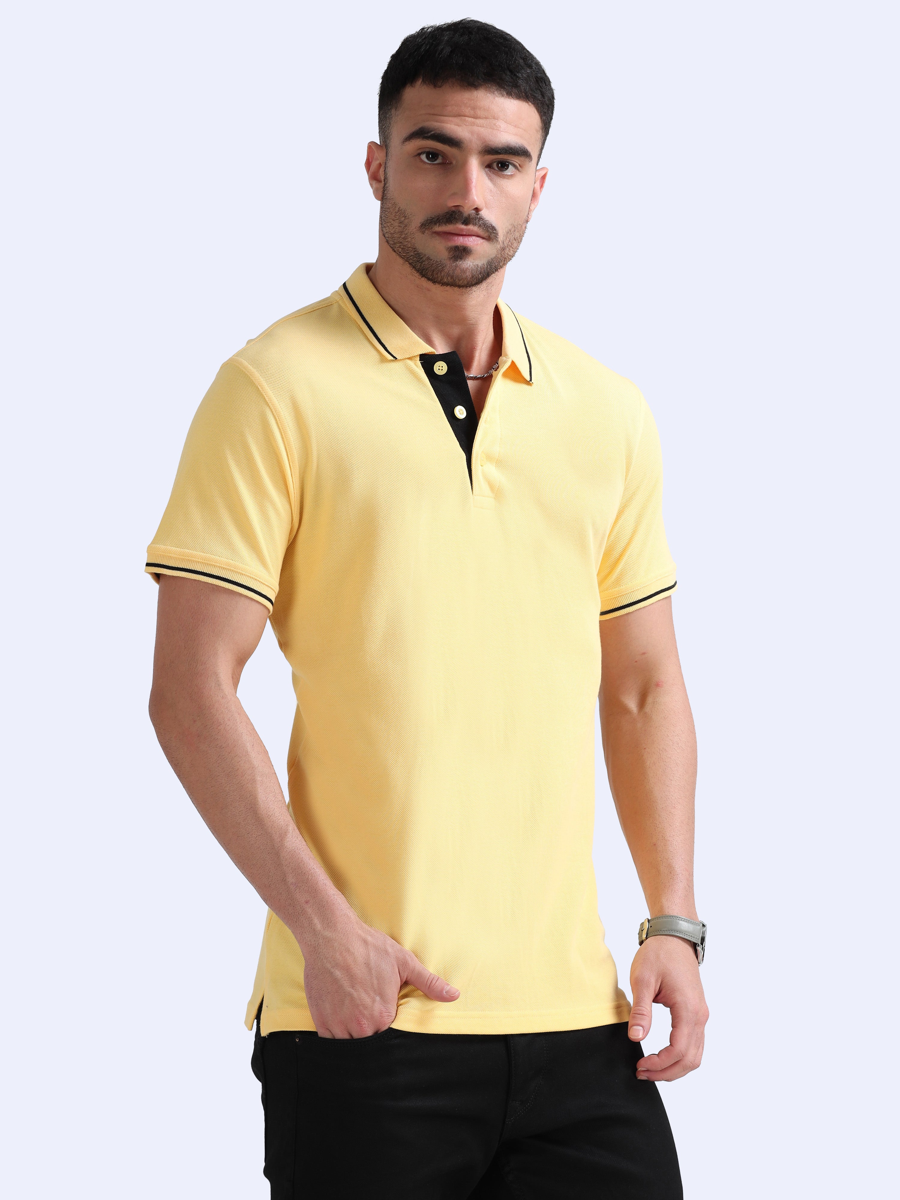 Premium Yellow Cotton Polo T-Shirt for Men | 100% Pure Cotton |