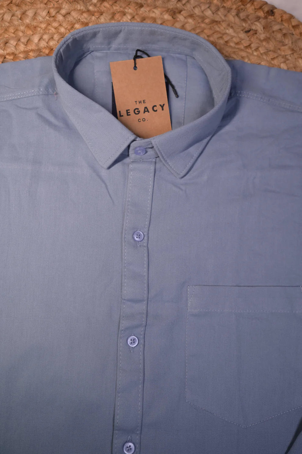 SEA BLUE COTTON SOLID SHIRTS FOR MEN