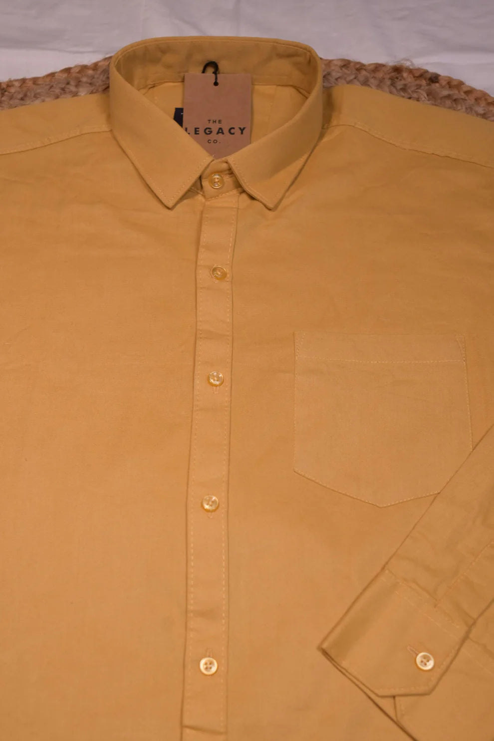 MUSTARD YELLOW COTTON SOLID SHIRTS FOR MEN