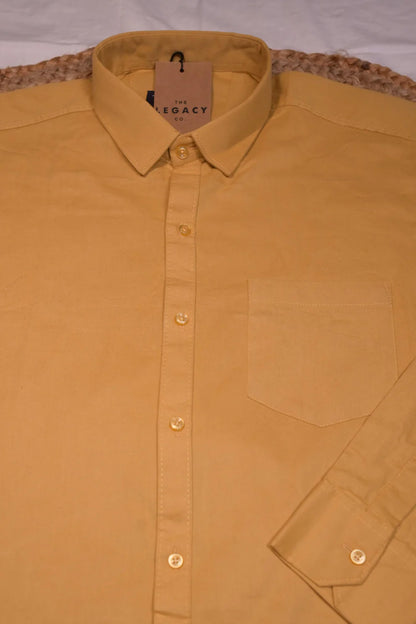 MUSTARD YELLOW COTTON SOLID SHIRTS FOR MEN