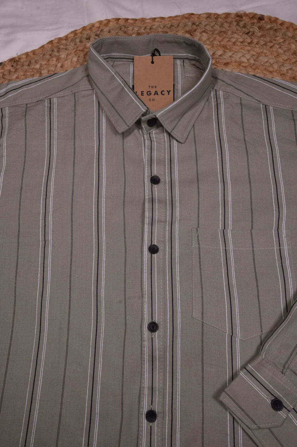 OLIVE GREEN STRIPES SHIRT