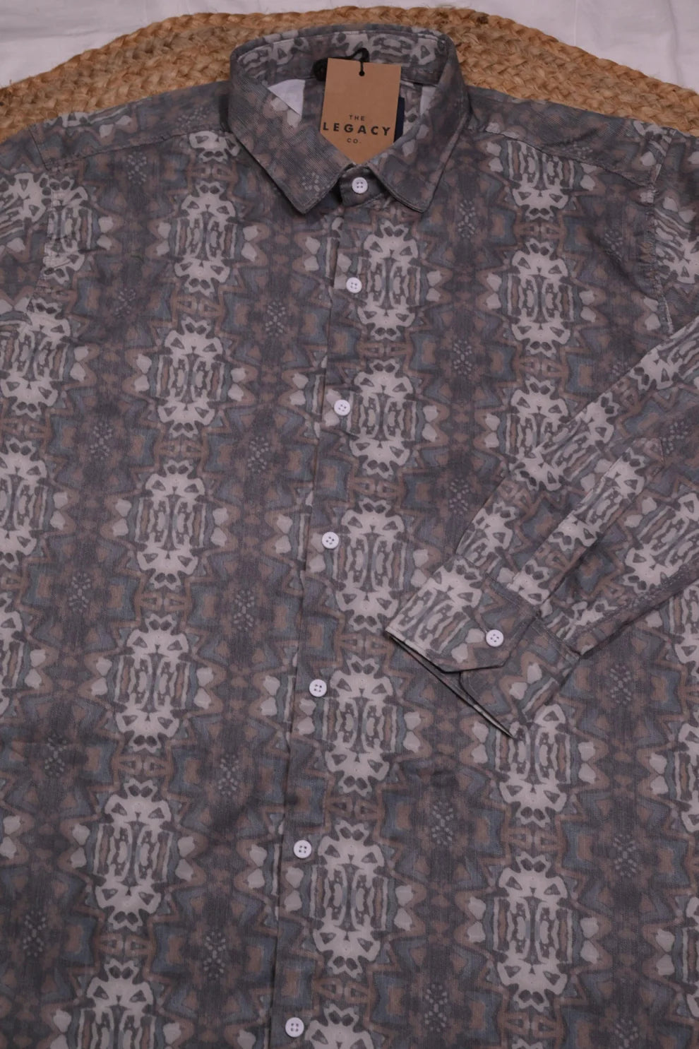 GRAY ABSTRACT PRINTED SHIRT
