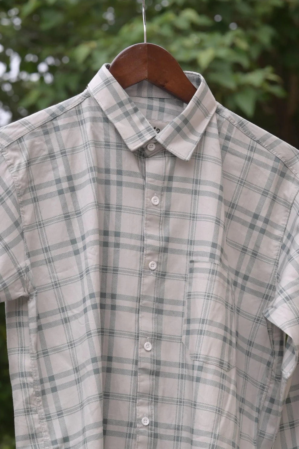 PISTA GREEN CHECKS IMPORTED COTTON SHIRT