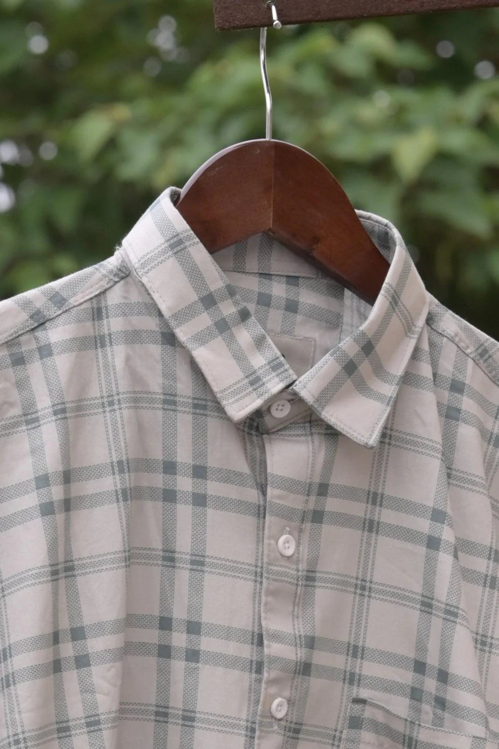 PISTA GREEN CHECKS IMPORTED COTTON SHIRT