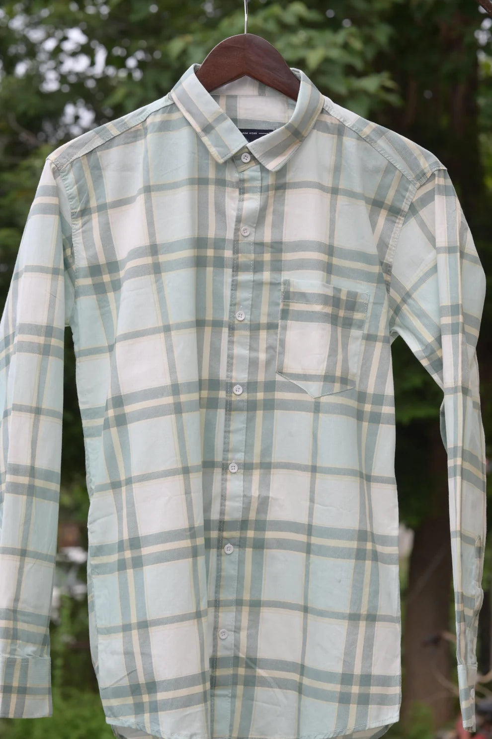 GREEN CHECKS CODE COTTON SHIRT