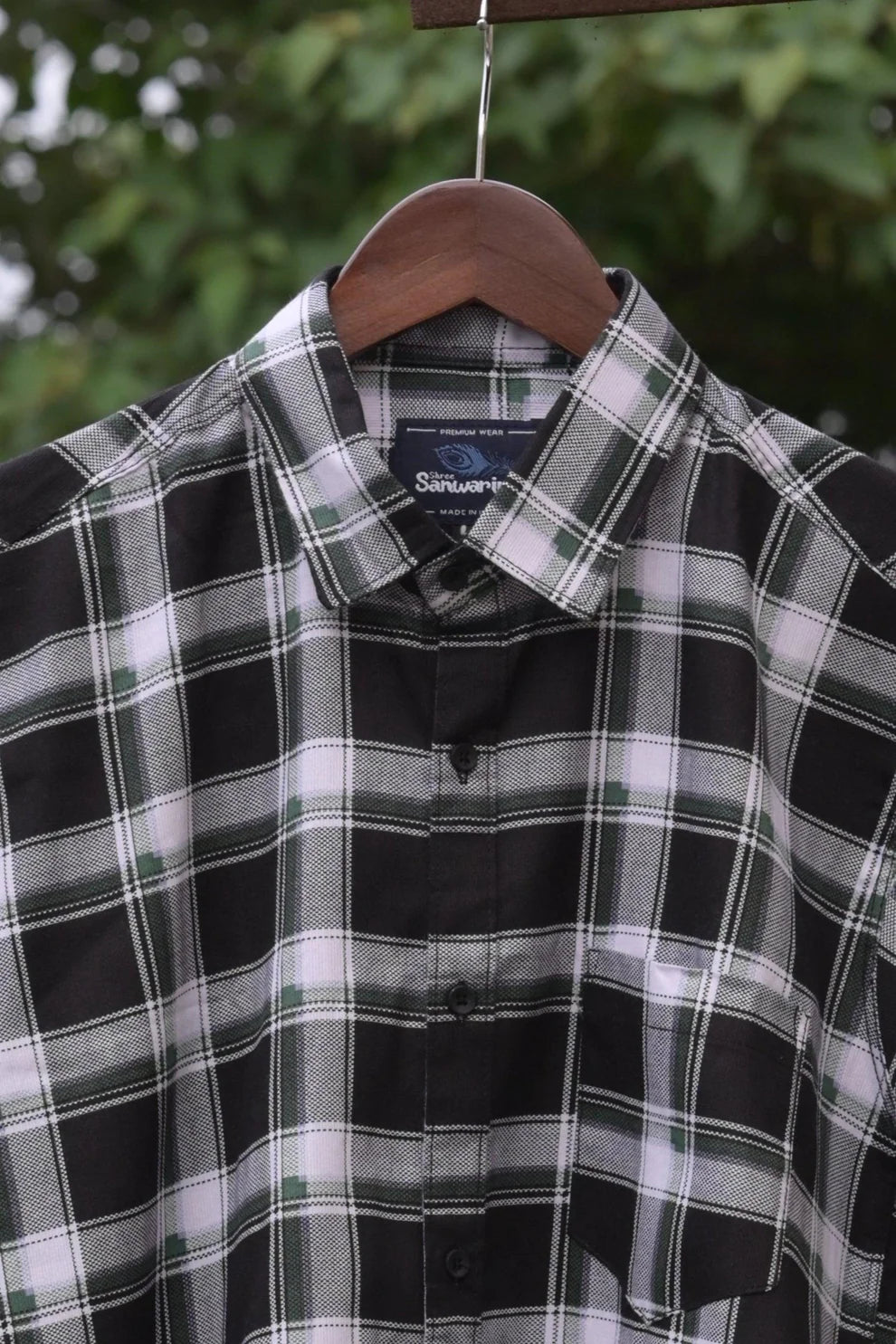 BLACK CHECKS CODE COTTON SHIRT
