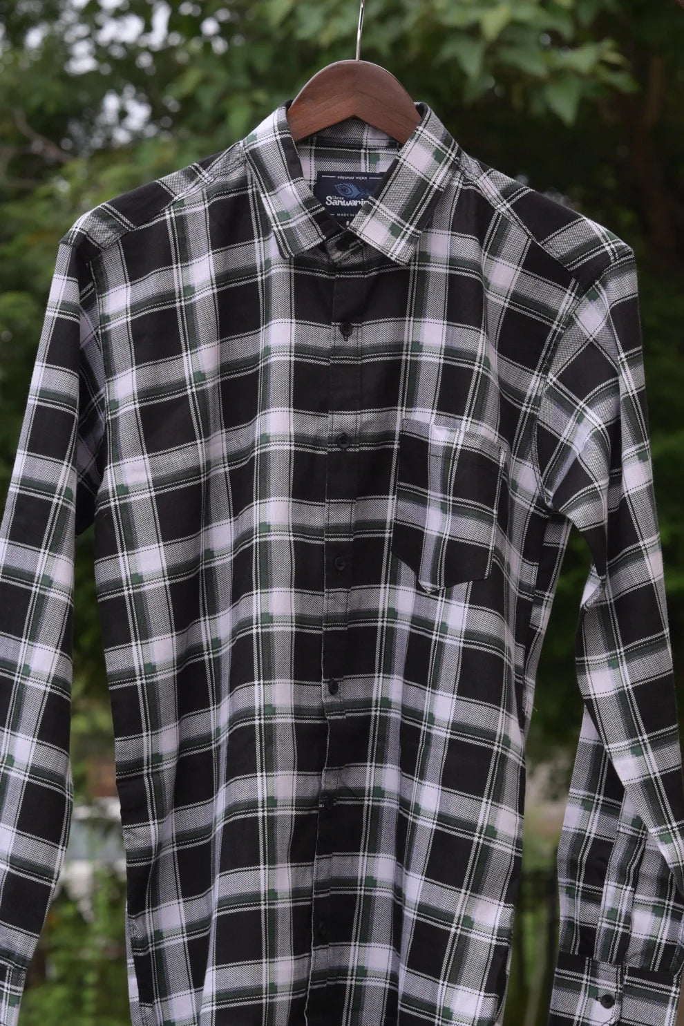 BLACK CHECKS CODE COTTON SHIRT