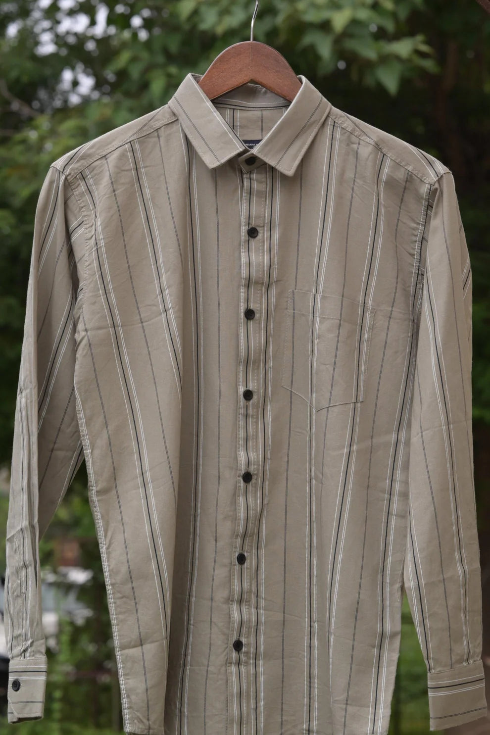 OLIVE GREEN STRIPES SHIRT