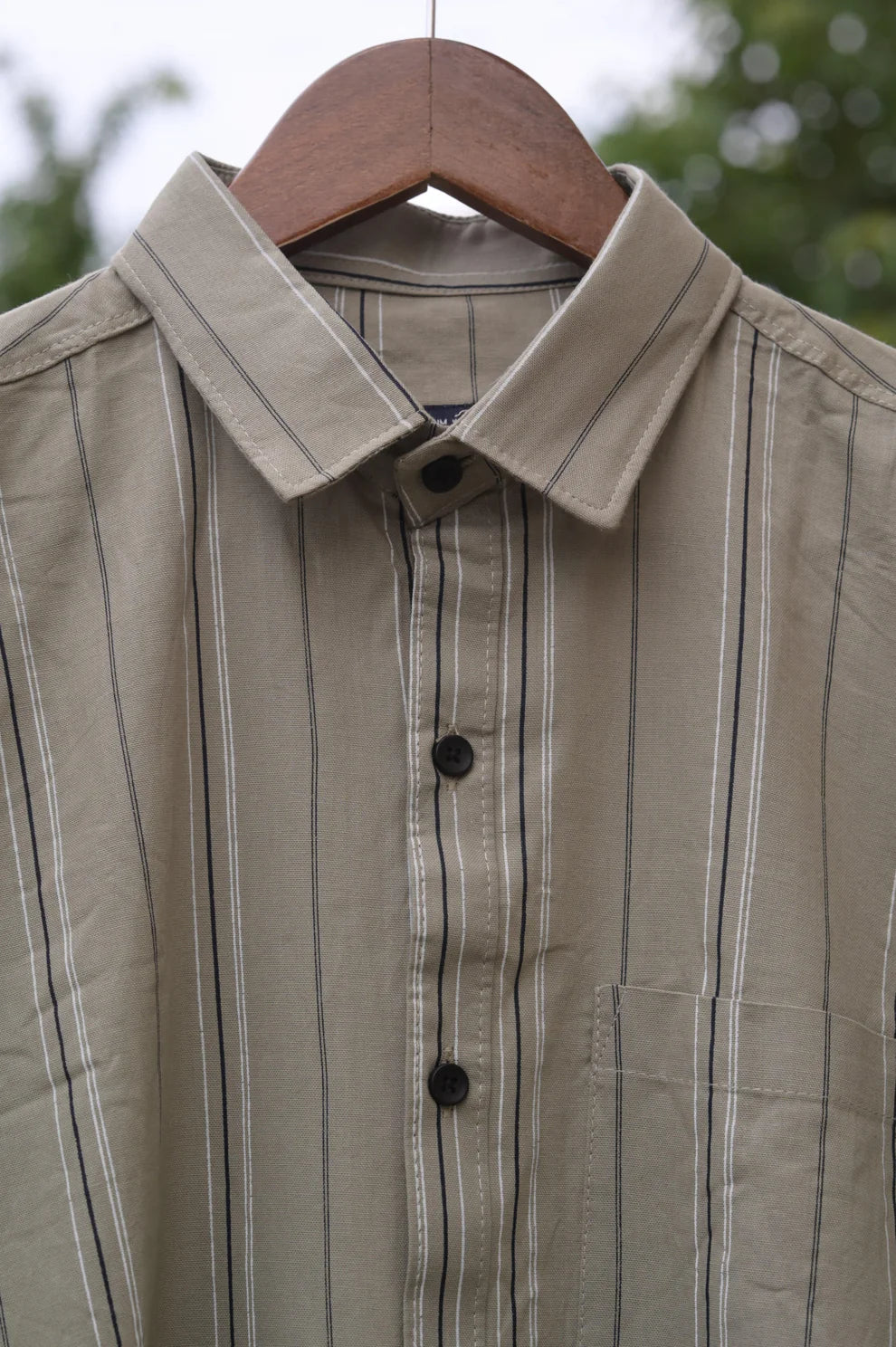 OLIVE GREEN STRIPES SHIRT