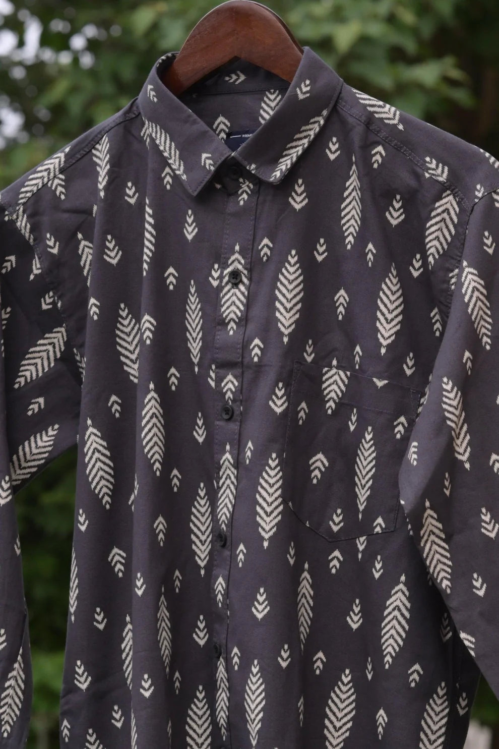 GREY LEAF OFF PRINTED SHIRT