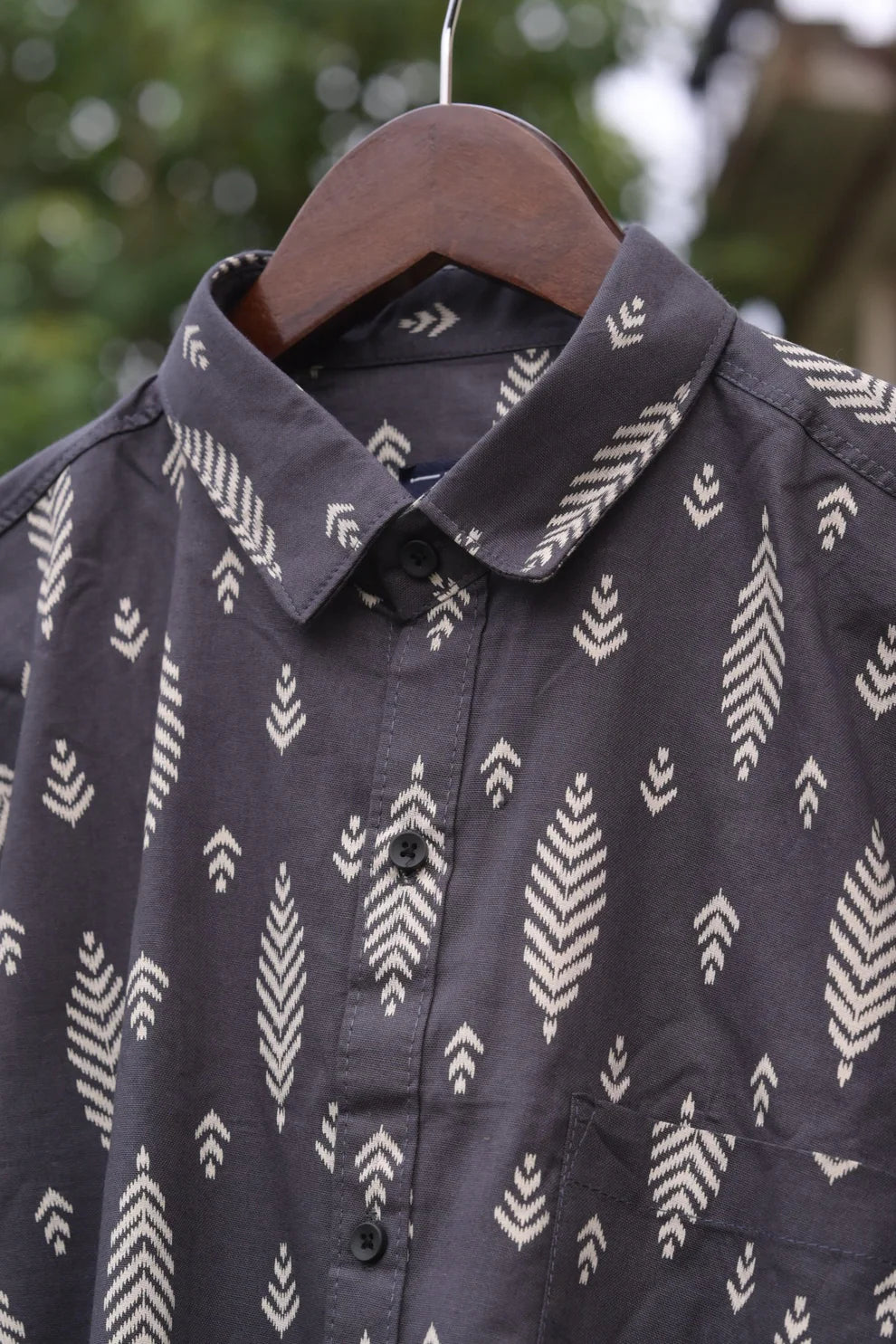 GREY LEAF OFF PRINTED SHIRT