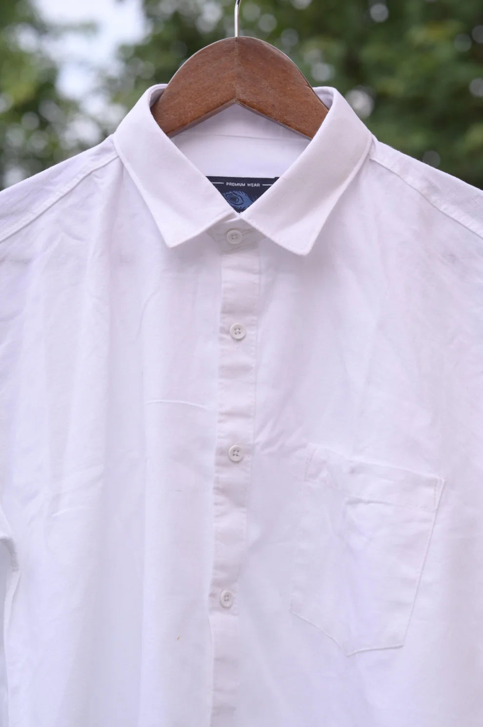 WHITE COTTON SOLID SHIRTS FOR MEN