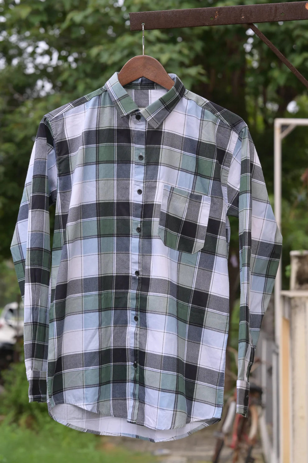 BLUE CHECKS CODE COTTON SHIRT