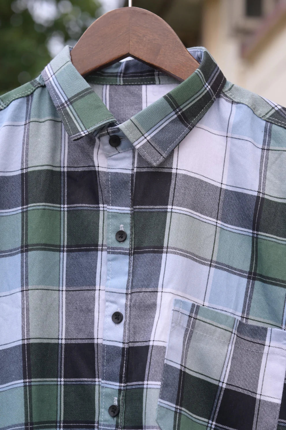 BLUE CHECKS CODE COTTON SHIRT