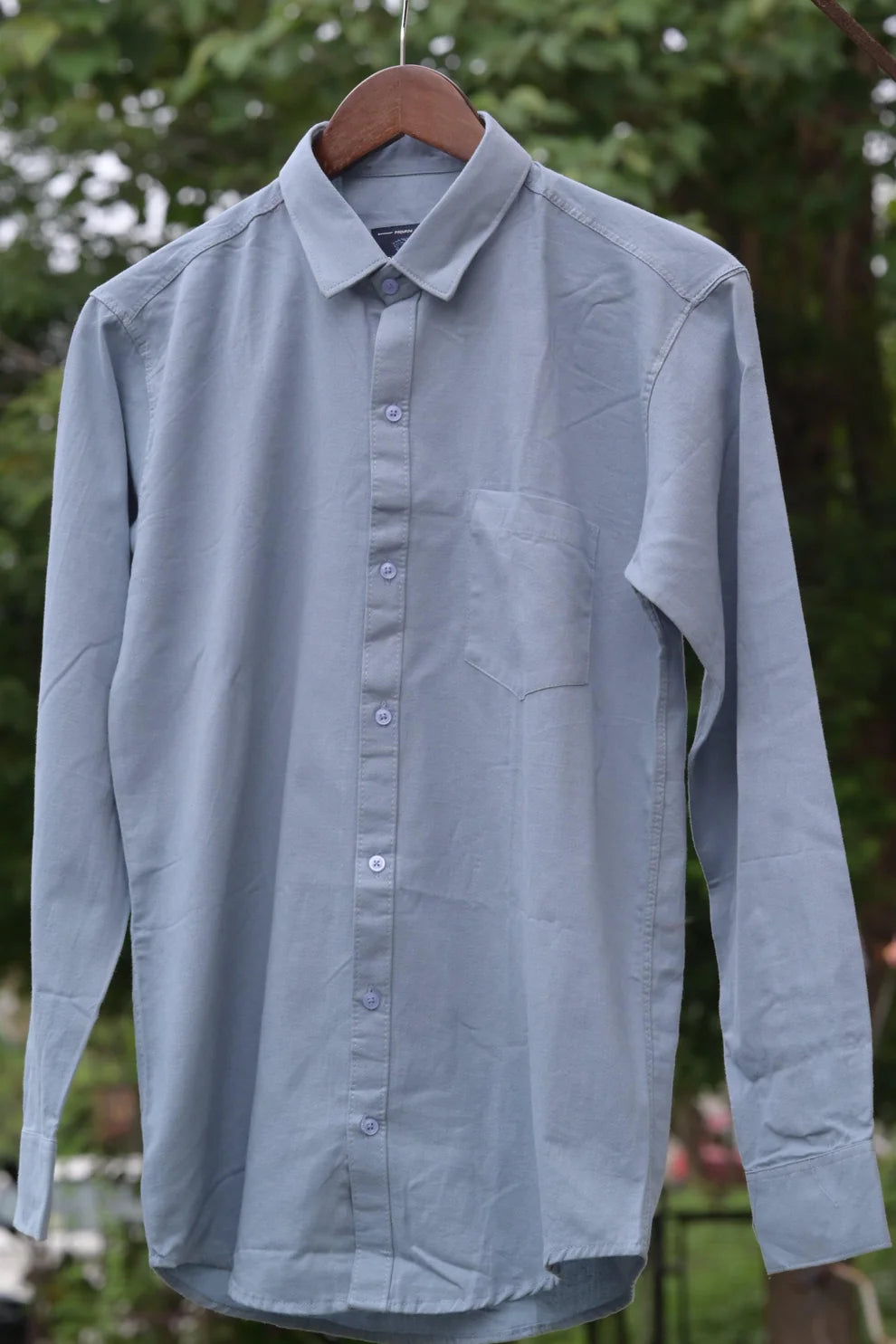 SEA BLUE COTTON SOLID SHIRTS FOR MEN