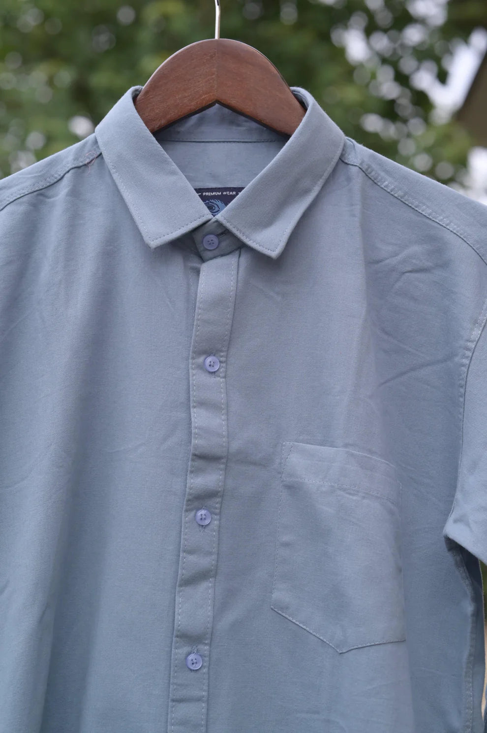SEA BLUE COTTON SOLID SHIRTS FOR MEN