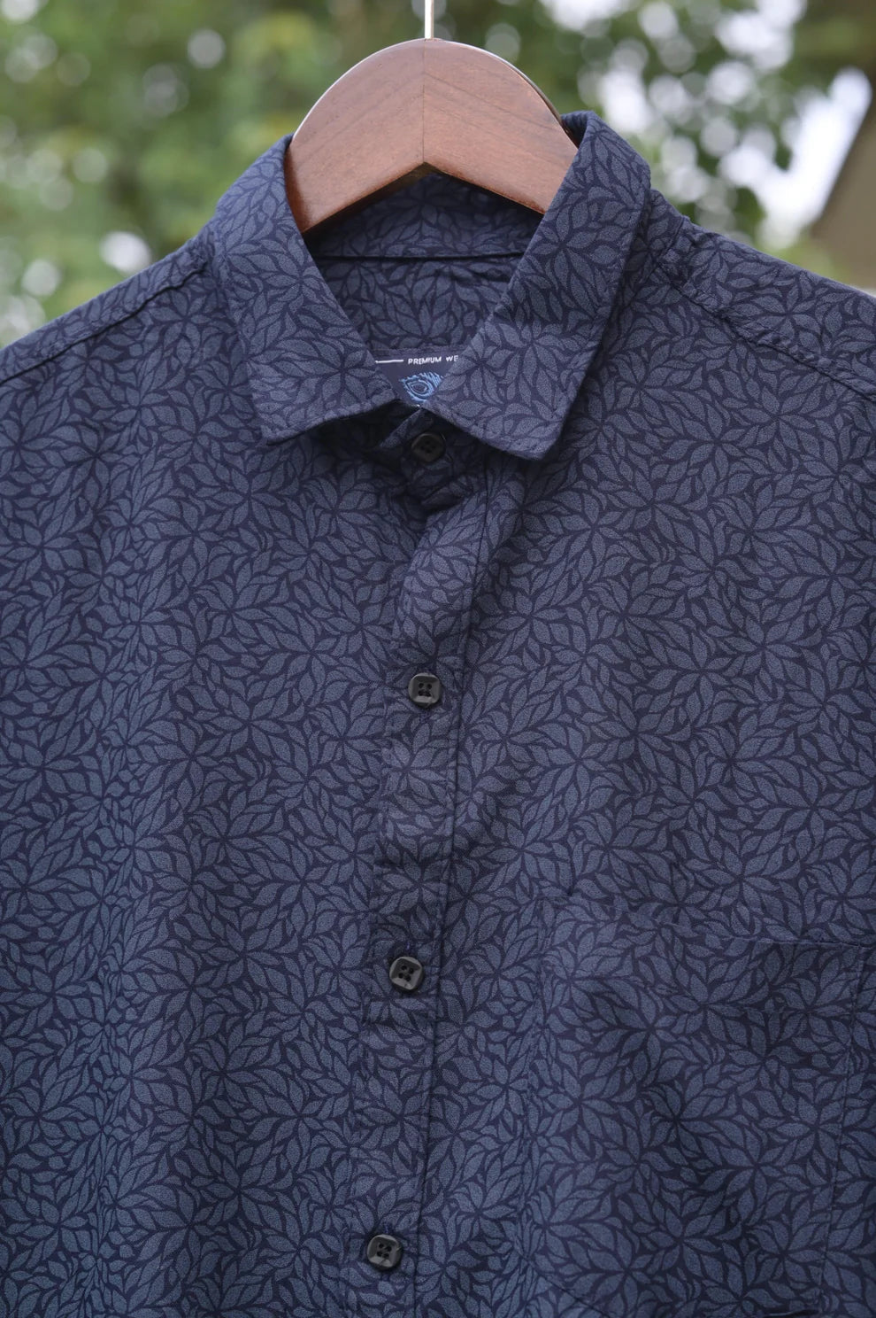 NAVY BLUE IMPORTED COTTON PRINTED SHIRT