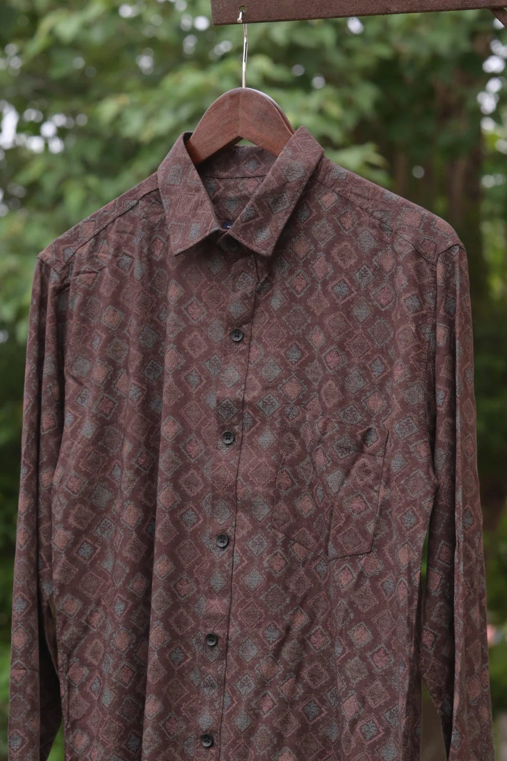 BROWN IMPORTED COTTON PRINTED SHIRT