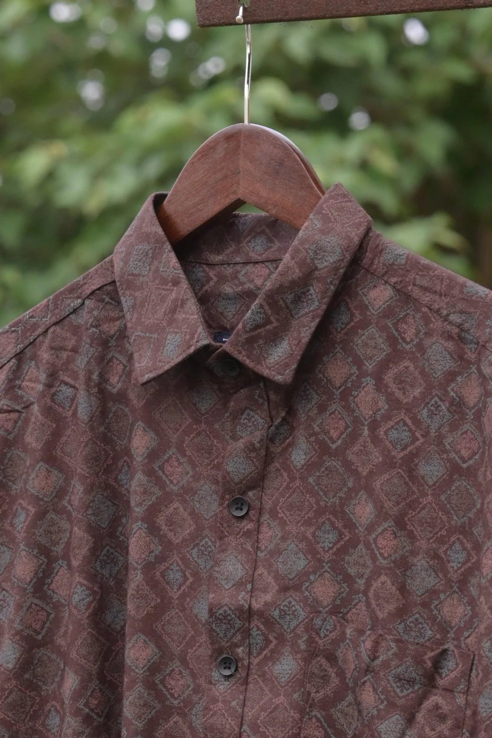 BROWN IMPORTED COTTON PRINTED SHIRT