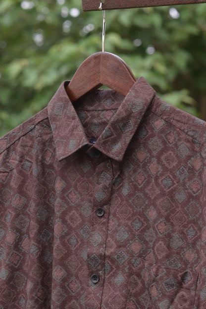 BROWN IMPORTED COTTON PRINTED SHIRT