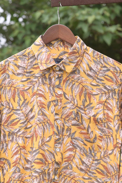 YELLOW IMPORTED COTTON PRINTED SHIRT