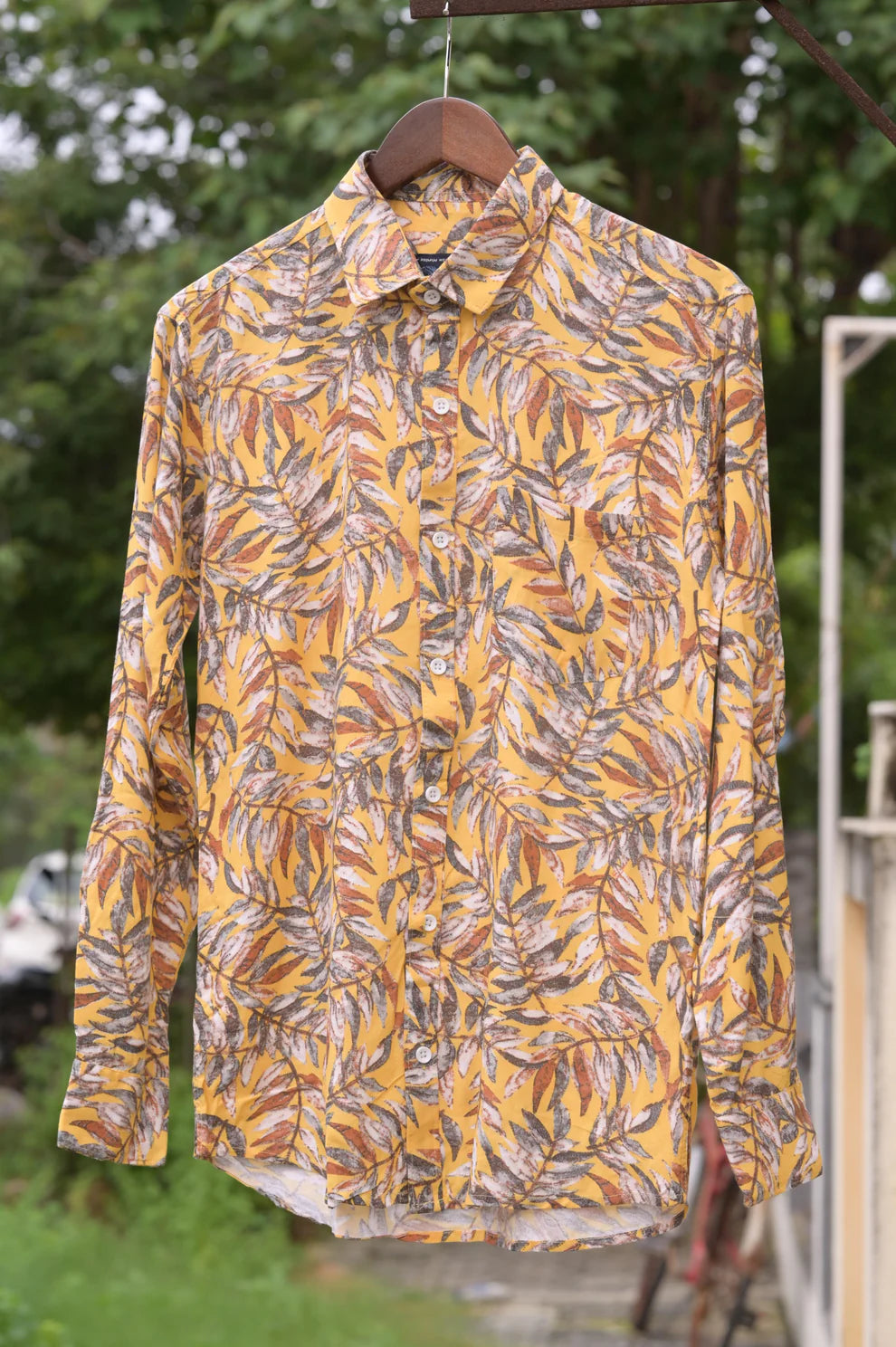 YELLOW IMPORTED COTTON PRINTED SHIRT