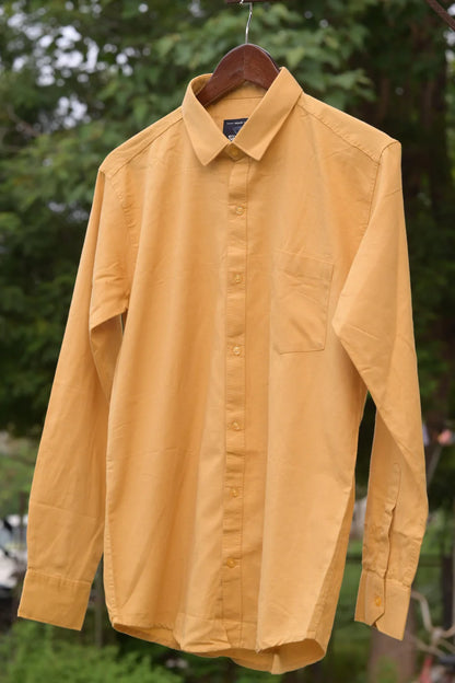 MUSTARD YELLOW COTTON SOLID SHIRTS FOR MEN