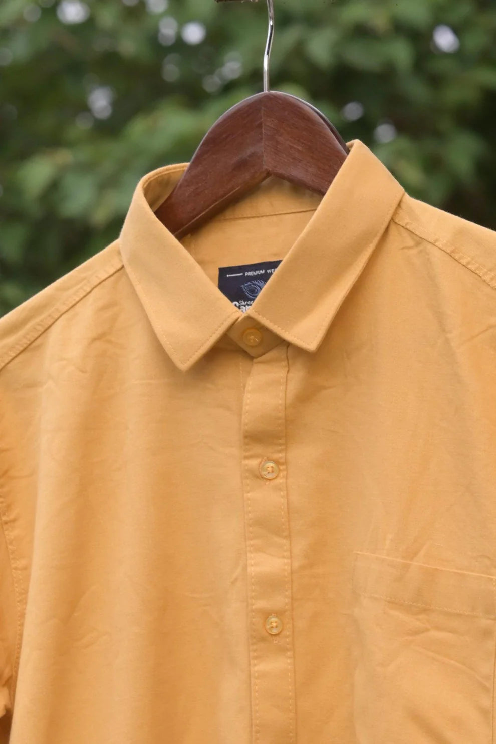 MUSTARD YELLOW COTTON SOLID SHIRTS FOR MEN