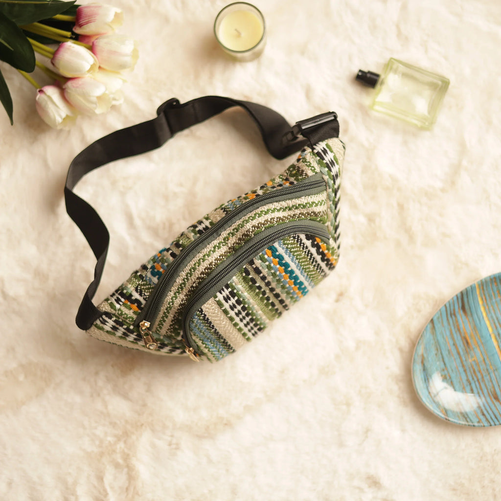 Jacquard Multicolor Strip Waist Bag